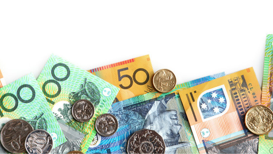 Australian currency dollars and coins